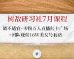 树敌研习社7月课程:破不适宜+零粉万人直播间卡广场+团队赚佣16W美女号套路-资源宝库吧