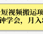 操作性非常强的头条号短视频搬运项目，3分钟学会，轻松月入8000+-资源宝库吧