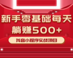 最新小白赚钱项目,零基础每天躺赚500+抖音小程序实战项目-资源宝库吧