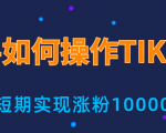 新手小白操作TIKTOK,3天从0到10000粉丝撸美金实战分享-资源宝库吧