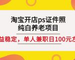 淘宝开店ps证件照，纯白养老项目，单人兼职稳定日100元(教程+软件+素材)-资源宝库吧