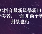 2022抖音最新风暴新口子:多开实名,一整开两个实名,封禁也行-资源宝库吧