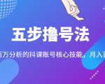 五步撸号法,掌握百万分析的抖课账号核心技能,从逻辑到实操-资源宝库吧