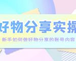 好物分享实操:新手如何做好物分享的账号内容,实操教学-资源宝库吧