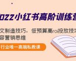 2022小红书高阶训练营：爆文制造技巧，低预算高roi投放技巧，内容营销思维-资源宝库吧