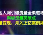 天地人网引爆流量全渠道增长:揭秘流量突然破点,流量变现,月入上亿案例-资源宝库吧