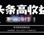 头条高收益批量操作,2023新领域快速做收益,头条号零基础轻松上手-资源宝库吧