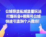 公域导流私域流量玩法：打爆抖音+视频号公域，快速引流到个人微信！-资源宝库吧