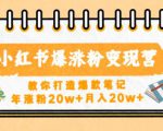 小红书爆涨粉变现营,教你打造爆款笔记,年涨粉20w+月入20w-资源宝库吧