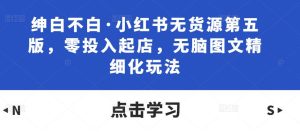 绅白不白·小红书无货源第五版,零投入起店,无脑图文精细化玩法-资源宝库吧