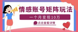 云天情感账号矩阵项目,简单操作,月入10万+可放大(教程+素材)-资源宝库吧