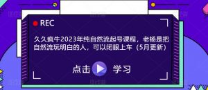 久久疯牛2023年纯自然流起号课程,老杨是把自然流玩明白的人,可以闭眼上车(5月更新)-资源宝库吧