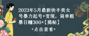 2023年5月最新快手美女号暴力起号+变现,简单粗暴日赚300+【揭秘】-资源宝库吧