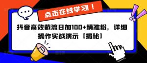 抖音高效截流日加100+精准粉,详细操作实战演示【揭秘】-资源宝库吧