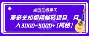 爱奇艺短视频搬砖项目,月入3000-5000+【揭秘】-资源宝库吧