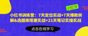 小红书训练营:7天定位实战+7天爆款拆解&选题库搭建实战+21天笔记实操实战-资源宝库吧