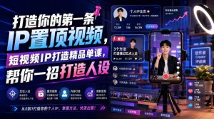 打造你的第一条IP置顶视频，短视频IP打造精品单课，帮你一招打造人设-资源宝库吧