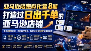 亚马逊陪跑孵化营8期,打造过日出千单的亚马逊店铺,新手0到1开店、注册风控避坑、标准化运营SOP全套落地课-资源宝库吧